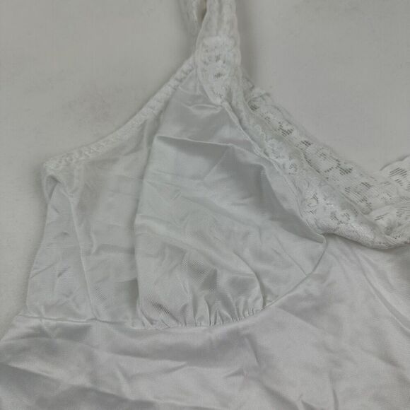 VTG Dixie Belle Lace Trim Nylon White Satin V-Neck Camisole Tank Sz 34 - Picture 4 of 8